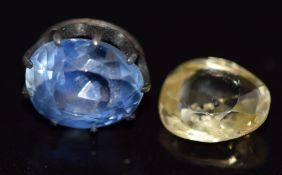 A loose natural untreated yellow sapphire of approximately 1.2ct and a loose natural oval cut