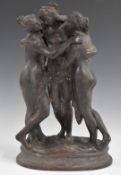 Bronze or similar study of the Three Graces, H28cm