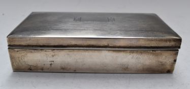 George V hallmarked silver cigarette box with engine turned lid, Birmingham 1935, maker Sanders &