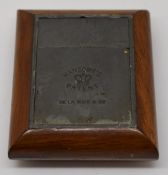 Ransomés patent oak and pewter travelling inkwell retailed by De La Rue, length when stowed 6cm