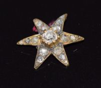 Victorian star charm set with diamonds, 1.4cm
