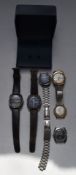 Six Timex gentleman's wristwatches comprising electric, quartz and mechanical examples, all with