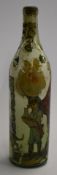 Victorian decoupage glass bottle, 29cm tall.