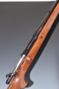 Parker-Hale .308 bolt action rifle with chequered semi-pistol grip and forend, raised cheek piece,
