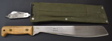 Golok knife dated 1966 IB/5235 with broad arrow mark and Martindale Birmingham to 33cm blade, with