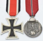 German WW2 Third Reich Nazi Iron Cross 2nd class, together with an Eastern Front Medal