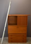 Retro / mid century Ladderax components, to include three drawer unit, drop front unit, cupboard