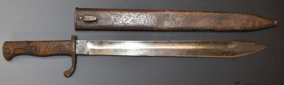 German Seitengewehr 1898/05 pattern bayonet, early type with part muzzle ring and without