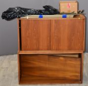 Retro mid century modern low Ladderax unit, to include bookshelf unit, unit with sliding doors and