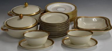 Approximately 52 pieces of German Huthenreuther porcelain dinner service with floral gilt border