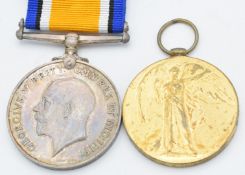 British Army WW1 medals comprising War Medal and Victory Medal named to 53912 Pte P J Humphries,