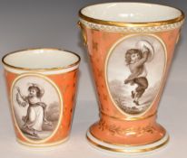 Barr, Flight and Barr Worcester pedestal vase and beaker, the vase with faux ring handles, both