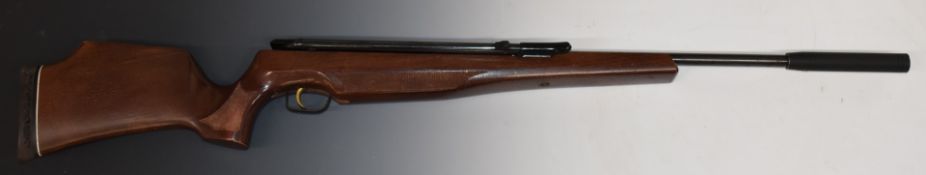 Air Arms .22 side lever air rifle with chequered semi-pistol grip and forend, raised cheek piece,