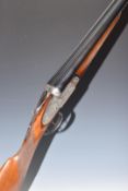 Gunmark Kestrel 12 bore sidelock side by side ejector shotgun with engraved locks trigger guard,