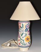 Poole Pottery lamp with floral decoration, H45cm