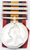 British Army Queen's South Africa Medal 1899 with clasps for Relief of Kimberley, Paardeberg and