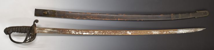British 1854 pattern Sergeant's sword with VR cypher to guard and Government inspection mark to 82cm
