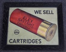 We Sell Eley Gastight Cartridges shop display or advertising sign, in wooden frame.