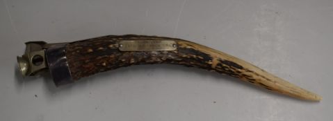 Silver mounted horn cigar cutter, inscribed 'Presented by Capt R J Dance, RASC 1957-1959'