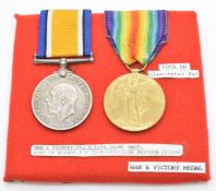 British Army WW1 medals comprising War Medal and Victory Medal named to 36714 Pte G R Luff