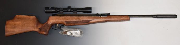 Air Arms SE90 Deluxe .22 side lever air rifle with chequered semi-pistol grip and forend, raised