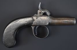 Matthew Spencer of King's Lynn percussion hammer action pocket pistol with lock signed 'Spencer