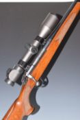 BSA .243 bolt-action rifle with chequered semi-pistol grip, raised cheek piece, Zeiss Duralyt 3-