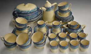 Approximately 107 pieces of Clarice Cliff Art Deco dinner, tea and coffee ware decorated in the Blue