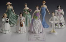Eight Royal Doulton figurines including Figure of the Year Jessica, with certificate