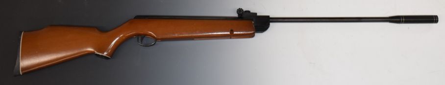 Webley Vulcan .22 air rifle with semi-pistol grip, raised cheek piece and adjustable sights,