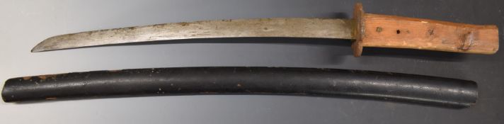 Japanese style short sword with 44cm blade, wooden grips and scabbard