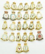 Twenty-five Royal Air Force lapel pinback badges including 6 Squadron, 39 Squadron, 26 Squadron,