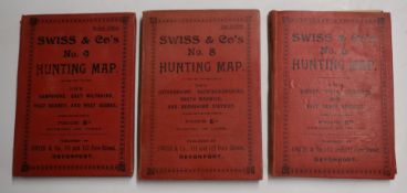 Three Swiss and Co's hunting maps no 6, 8 and 9 covering Dorset, Wiltshire, Somerset, Devon,