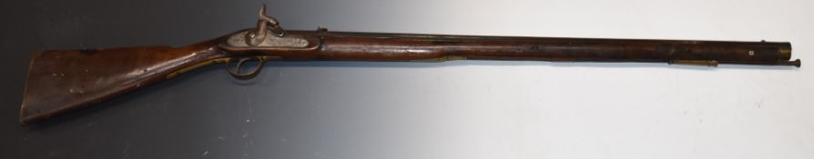 Enfield pattern 10 bore percussion hammer action gun with lock stamped 'Improved Tower Gun' and with