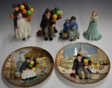 Royal Doulton character figures including Biddy Penny Farthing, Tuppence A Bag, and Balloon