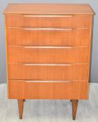 A retro G Plan style of chest of five drawers, W78 x D45 x H104cm
