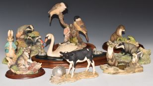 Collection of Border Fine Arts animal and bird figures including Anne Wall and Ayres examples