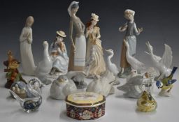 Collection of Lladro, Nao and Coalport figures, tallest 27cm