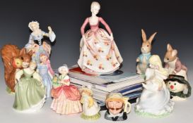 Coalport limited edition figures The Goose Girl and Denise, Royal Doulton 'England', Beswick and
