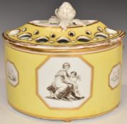 Chamberlain Worcester bough pot with three bat printed cartouches of classical figures against a