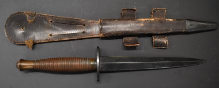 Fairbairn Sykes pattern fighting knife with 17.5cm blade and sheath