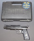 Webley Nemesis .22 air pistol with gilt emblem to the chequered grips, NVSN, in Doskocil padded