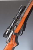 Enfield No.4 Mk.I Long Branch .303 bolt-action rifle with chequered semi-pistol grip and forend,