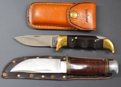 Kershaw folding field pocket knife with 10cm blade and leather pouch together with a William