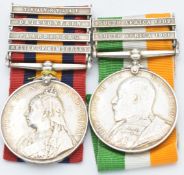 British Army Queen's South Africa Medal 1899 and King's South Africa Medal 1902 with clasps for