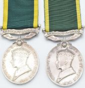 British Army two Territorial Efficiency Medals (George VI) named to 5182114 Pte S L Midwinter 5th