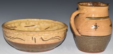 Winchcombe Pottery bowl and a jug by Sydney Tustin, H17.5cm