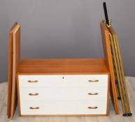 Retro / mid century Ladderax components, to include three drawer unit, six shelves and three