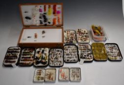 Seven fly fishing boxes, most Wheatley, with flies, some tied specifically for Blagdon or Chew