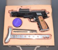 Weihrauch HW45 .177 air pistol with monogrammed and chequered grips and adjustable sights, NVSN,